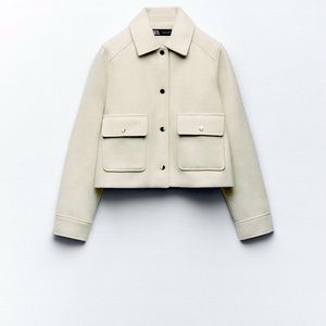 Zara beige cropped Soft Jacket